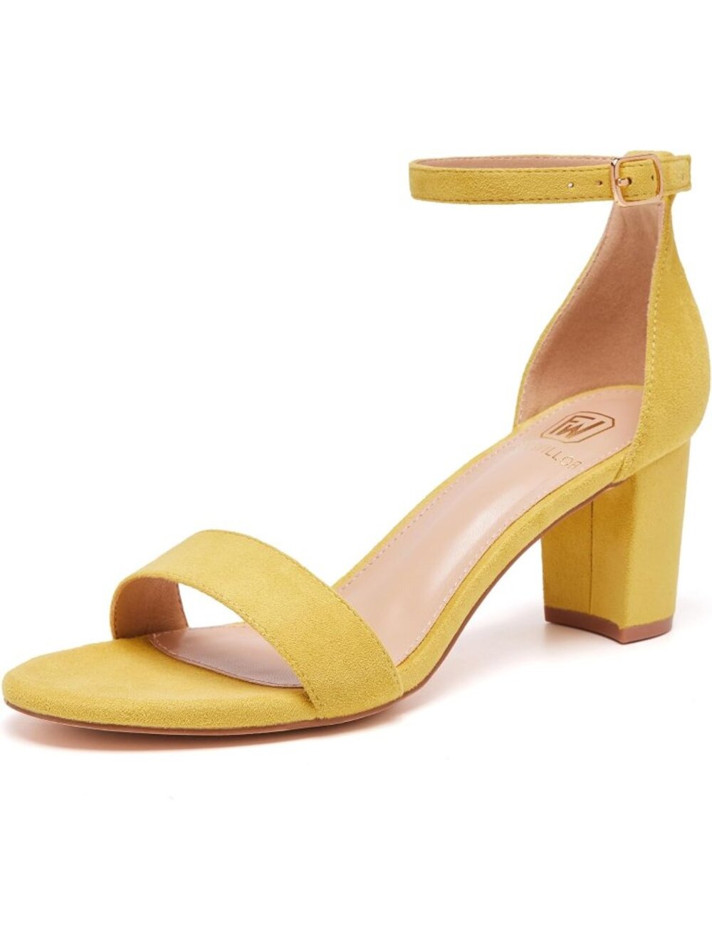 Women's Yellow Open Toe Adjustable Ankle Strap Low Chunky Block Heel Sandals